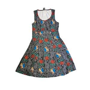 Beauty & beast womens swing dress small lace up back hot topic rose